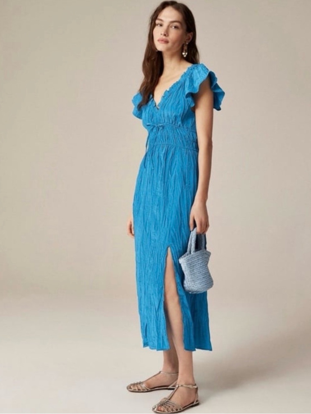 J. Crew Palermo Crinkle Maxi Dress - Medium Tall